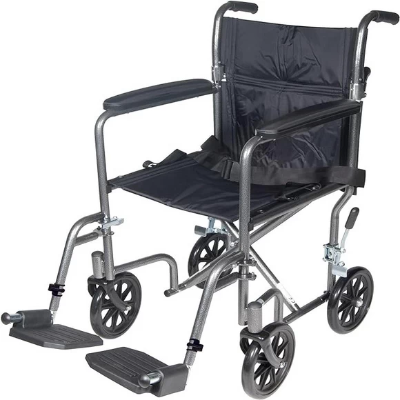 Drive Medical TR37E-SV Lightweight Folding Transport Wheelchair