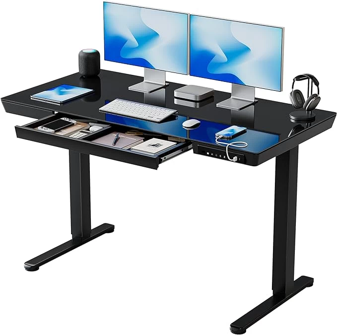 Electric Standing Desk with Drawers